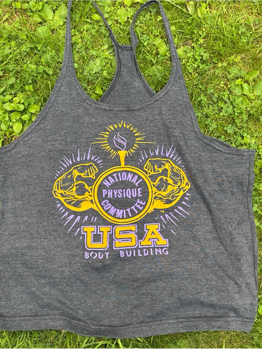 Vintage 90s USA Bodybuilding National Physique Committee Gray Tank Top